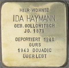 Stolperstein für Ida Haymann  verlegt am 12.07.2011